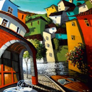 Landscape №15, Canvas Panel with outline, 30х40, cotton, acrylic, ROSA START