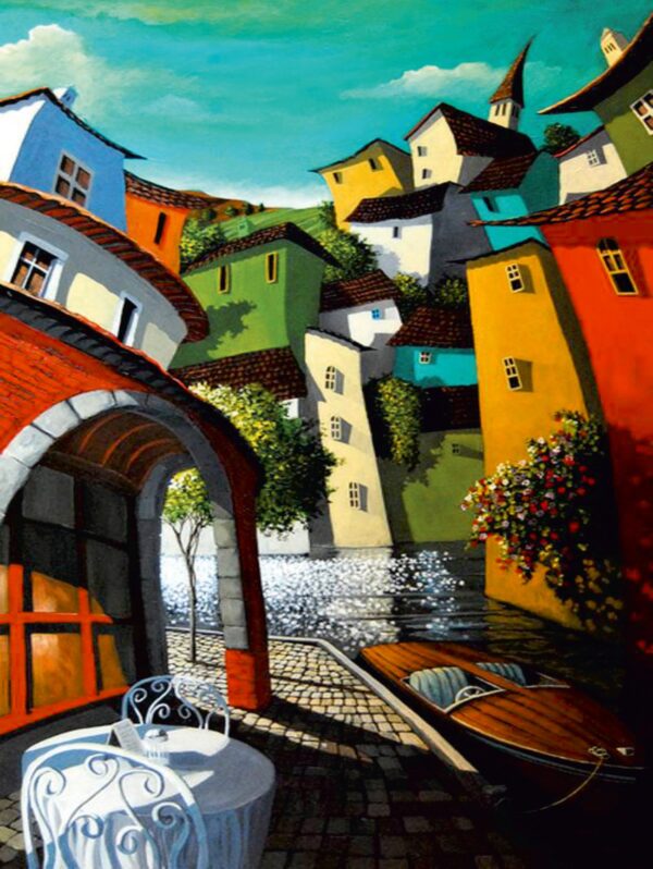 Landscape №15, Canvas Panel with outline, 30х40, cotton, acrylic, ROSA START