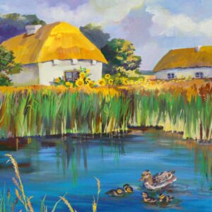 Landscape №18, Canvas Panel with outline, 30х40, cotton, acrylic, ROSA START