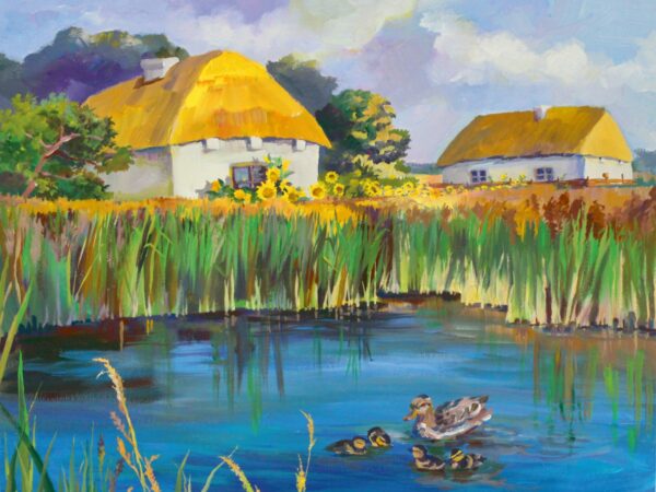 Landscape №18, Canvas Panel with outline, 30х40, cotton, acrylic, ROSA START