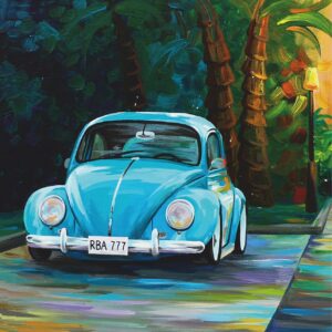 Landscape №28, Canvas Panel with outline, 30х30, cotton, acrylic, ROSA START