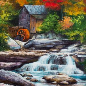 Landscape №26, Canvas Panel with outline, 30х40, cotton, acrylic, ROSA START