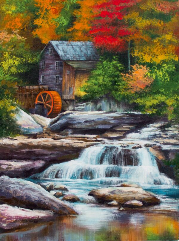 Landscape №26, Canvas Panel with outline, 30х40, cotton, acrylic, ROSA START