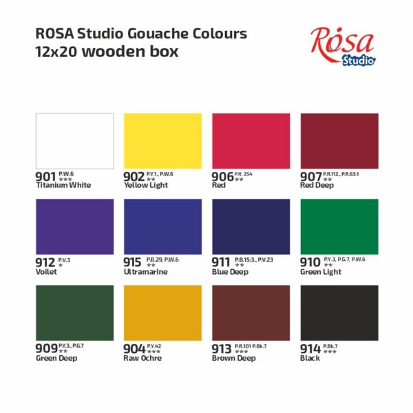 Набір гуашевих фарб ROSA START дерево 12х20мл