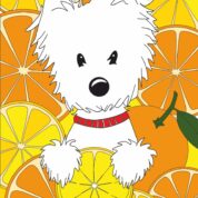 „Doggy in Оranges“, Canvas Panel with outline, 20х30cm, cotton, acrylic, ROSA START