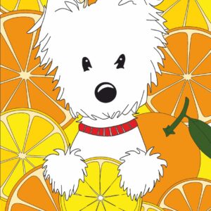 „Doggy in Оranges“, Canvas Panel with outline, 20х30cm, cotton, acrylic, ROSA START