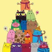 „Вright cats“, Canvas Panel with outline, 20х30cm, cotton, acrylic, ROSA START