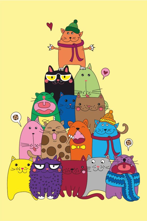 „Вright cats“, Canvas Panel with outline, 20х30cm, cotton, acrylic, ROSA START