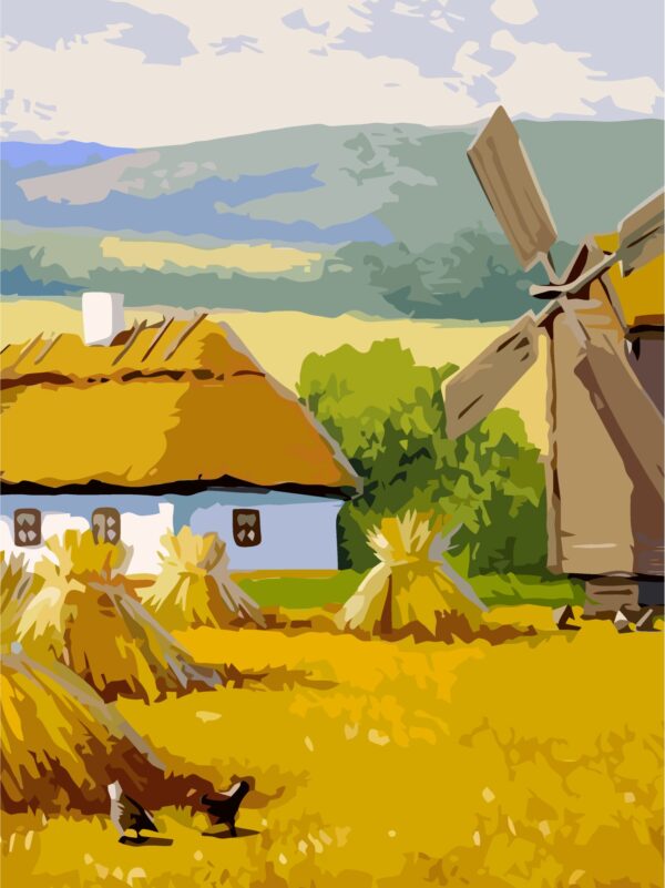 Пейзаж №32, полотно на картоні з контуром, 30х40, бавовна, акрил, ROSA START