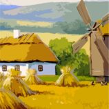 Landscape №32, Canvas Panel with outline, 30х40, cotton, acrylic, ROSA START