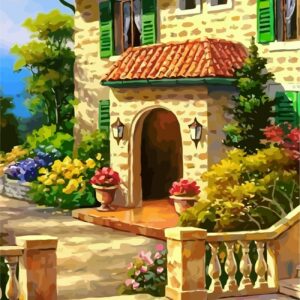 Landscape №33, Canvas Panel with outline, 30х40, cotton, acrylic, ROSA START