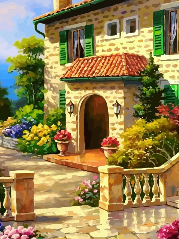 Landscape №33, Canvas Panel with outline, 30х40, cotton, acrylic, ROSA START