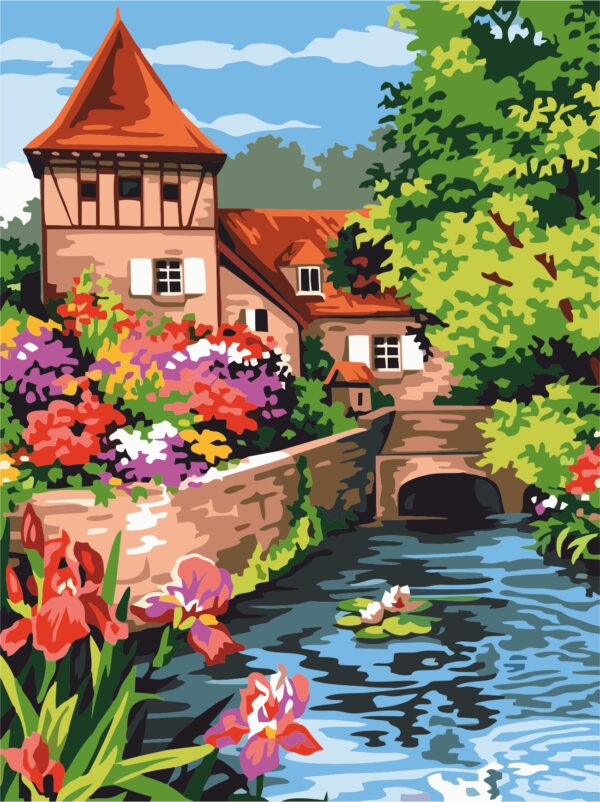 Пейзаж №35, полотно на картоні з контуром, 30х40, бавовна, акрил, ROSA START