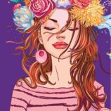 „The Girl in a Wreath“, Canvas Panel with outline, 30х40, cotton, acrylic, ROSA START