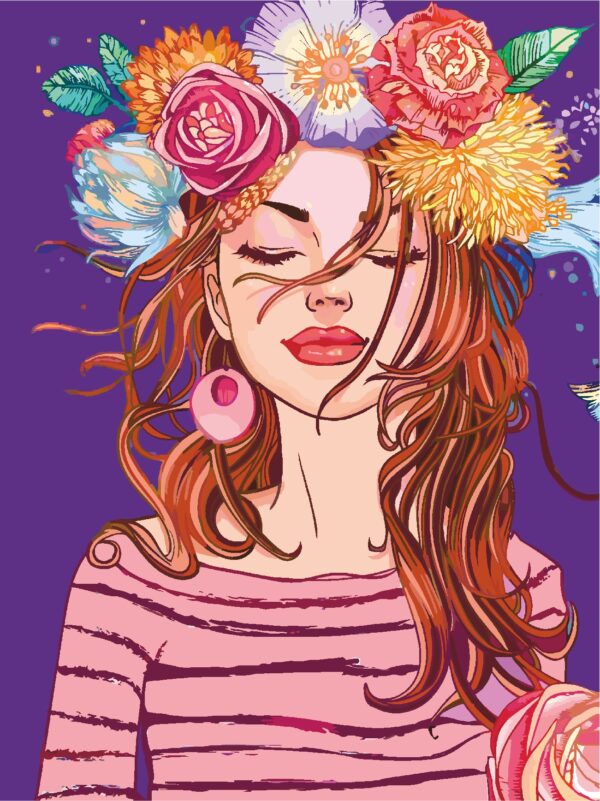 „The Girl in a Wreath“, Canvas Panel with outline, 30х40, cotton, acrylic, ROSA START