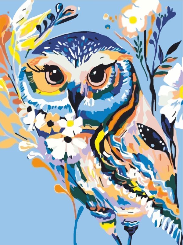 „Mysterious Оwl“, Canvas Panel with outline, 30х40, cotton, acrylic, ROSA START