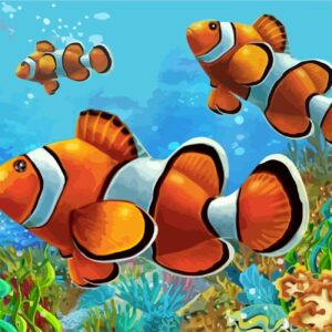 „Coral Fish“, Canvas Panel with outline,  30х40, cotton, acrylic, ROSA START