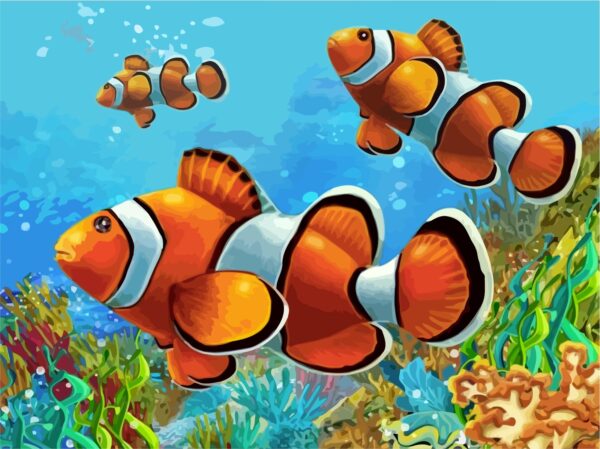 „Coral Fish“, Canvas Panel with outline,  30х40, cotton, acrylic, ROSA START