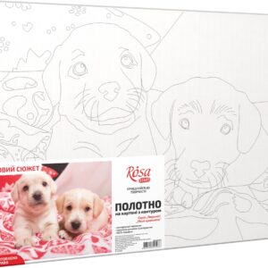 „Милі цуценята“, полотно на картоні з контуром, 30х40, бавовна, акрил, ROSA START