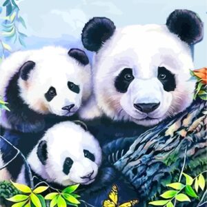 „Pandas“, Canvas Panel with outline,  30х40, cotton, acrylic, ROSA START