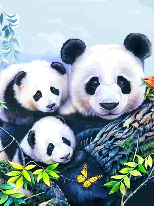 „Pandas“, Canvas Panel with outline,  30х40, cotton, acrylic, ROSA START