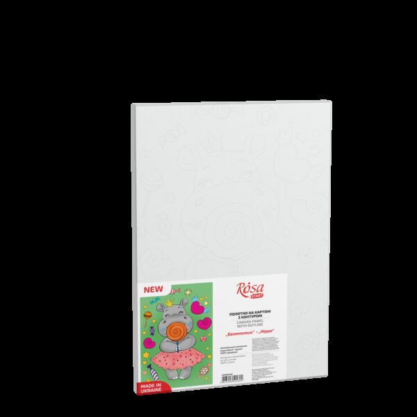 „Hippopotamus“, Canvas Panel with outline, 20х30cm, cotton, acrylic, ROSA START