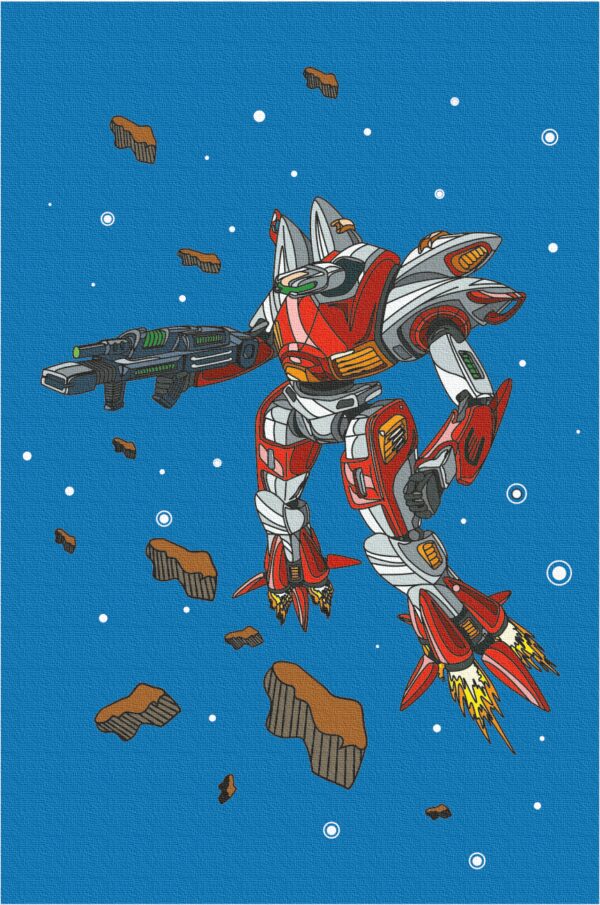 „Robot“, Canvas Panel with outline, 20х30cm, cotton, acrylic, ROSA START