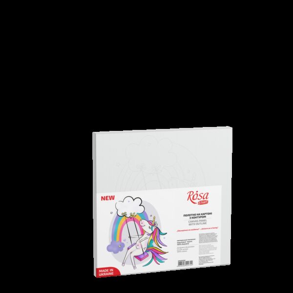 „Unicorn on a Swing“, Canvas Panel with outline, 20х20cm, cotton, acrylic, ROSA START