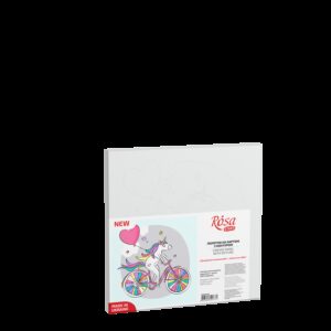 „Єдиноріжка на велосипеді“, полотно на картоні з контуром, 20х20, бавовна, акрил, ROSA START