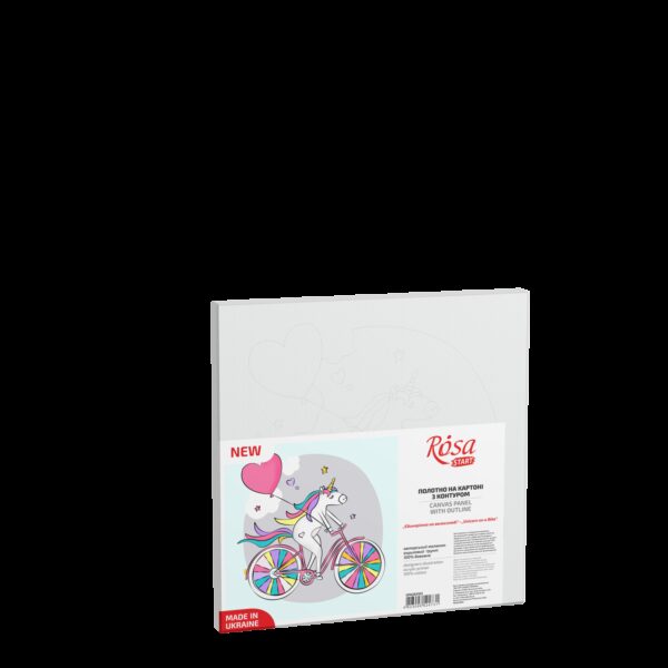 „Єдиноріжка на велосипеді“, полотно на картоні з контуром, 20х20, бавовна, акрил, ROSA START