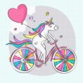 „Unicorn on a Вicycle“, Canvas Panel with outline, 20х20cm, cotton, acrylic, ROSA START