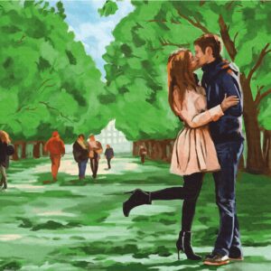 „Kiss in the Рark“, Canvas Panel with outline, 30х40, cotton, acrylic, ROSA START