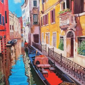 Міста №2, полотно на картоні з контуром, 30х40, бавовна, акрил, ROSA START