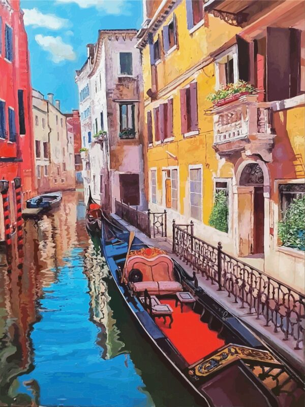 Cities №2, Canvas Panel with outline, 30х40, cotton, acrylic, ROSA START