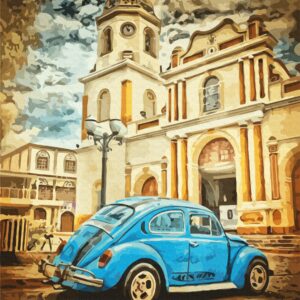 Міста №3, полотно на картоні з контуром, 30х40, бавовна, акрил, ROSA START