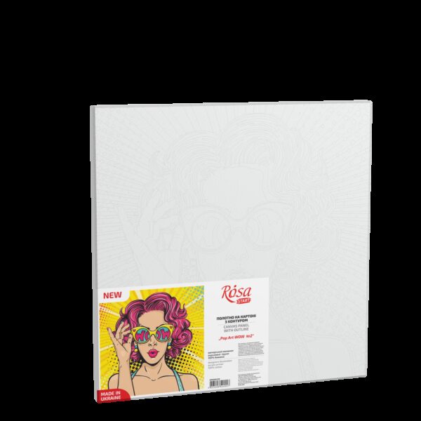 „Pop Art WOW 2“, Canvas Panel with outline, 30х30, cotton, acrylic, ROSA START