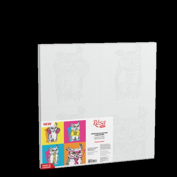 „Pop Art Owl“, Canvas Panel with outline, 30х30, cotton, acrylic, ROSA START