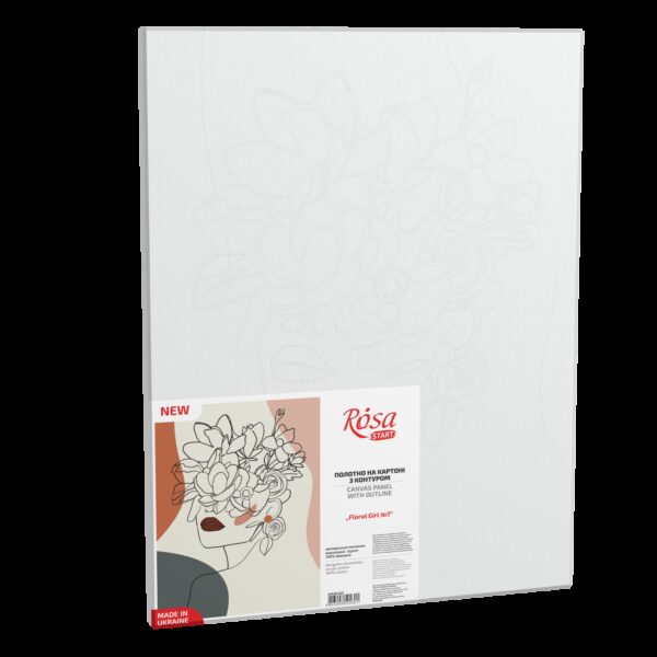„Floral Girl 1“, Canvas Panel with outline, 30х40, cotton, acrylic, ROSA START