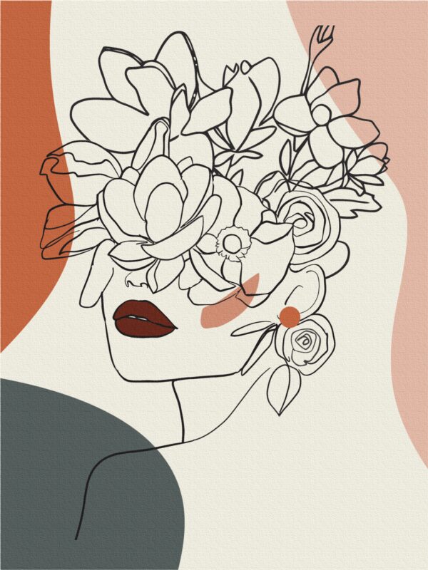 „Floral Girl 1“,  полотно на картоні з контуром, 30х40, бавовна, акрил, ROSA START