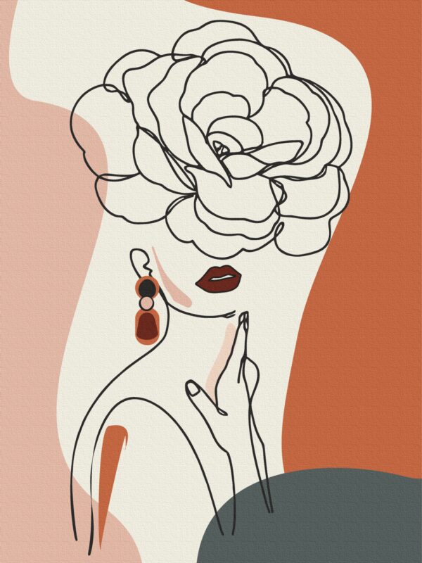 „Floral Girl 2“, Canvas Panel with outline, 30х40, cotton, acrylic, ROSA START