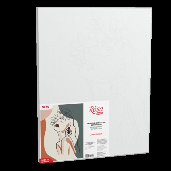 „Floral Girl 3“, Canvas Panel with outline, 30х40, cotton, acrylic, ROSA START