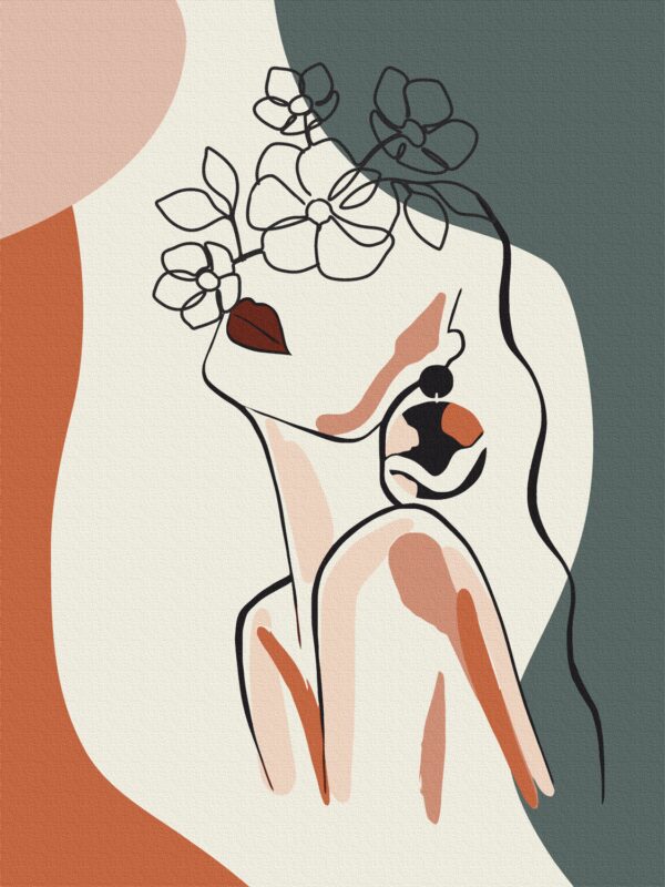 „Floral Girl 3“,  полотно на картоні з контуром, 30х40, бавовна, акрил, ROSA START