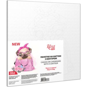 „Dog in a Вag“, Canvas Panel with outline, 20х20cm, cotton, acrylic, ROSA START