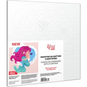 „Cute Мermaid“, Canvas Panel with outline, 20х20cm, cotton, acrylic, ROSA START