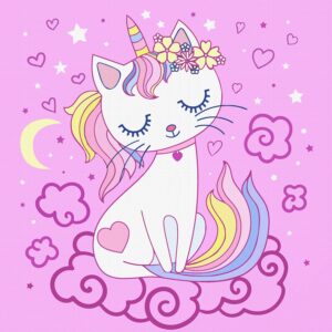 „Cute Кitty“, Canvas Panel with outline, 20х20cm, cotton, acrylic, ROSA START