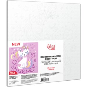 „Cute Кitty“, Canvas Panel with outline, 20х20cm, cotton, acrylic, ROSA START