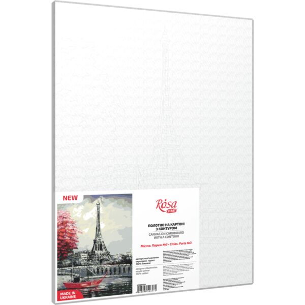 Cities, „Paris 3“, Canvas Panel with outline, 30х40cm, cotton, acrylic, ROSA START