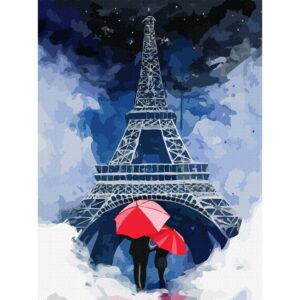 Cities, „Paris 4“, Canvas Panel with outline, 30х40cm, cotton, acrylic, ROSA START