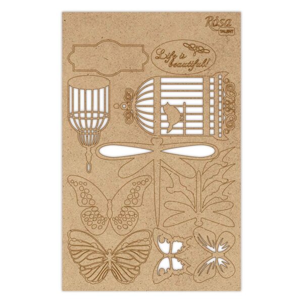 Chipbord for scrapbooking „Аbstraction“, white board, 12,8х20cm, ROSA TALENT