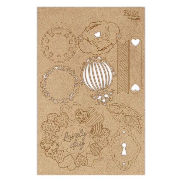 Chipbord for scrapbooking „Аbstraction“, white board, 12,8х20cm, ROSA TALENT